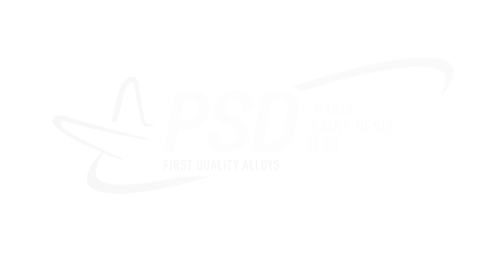 Logo de l'entreprise PSD AERO - Paris Saint-Denis, spécialisés dans la distribution de produits métallurgiques et d’alliages spéciaux finis et semi-finis à destination des prestigieuses industries aéronautiques, nucléaires et mécaniques.